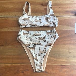 Aerie Jungle Cat High Cut Cheeky Bottom Small